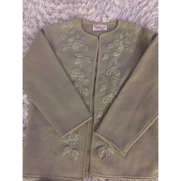 Charles & Co 100% Wool Embroidered Floral Green 2-Piece Skirt Suit Set Vintage - Picture 2 of 16